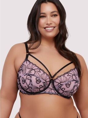 Jessie Pink & Black Whip Embroidery Balconette Bra By Playful Promises